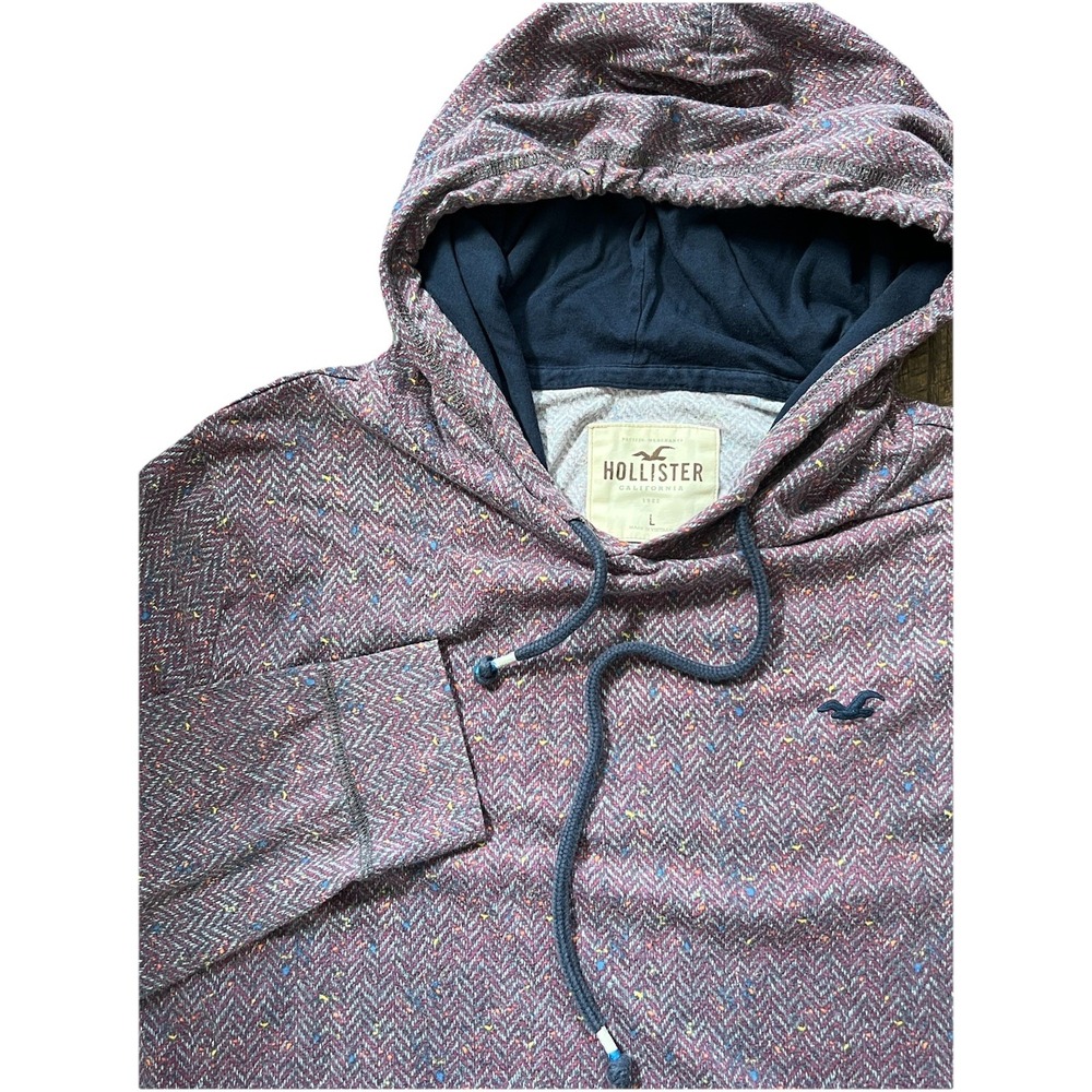 Hollister Hoodie Mens Herringbone Purple‎ Aztec Large Lightweight Shirt Skater